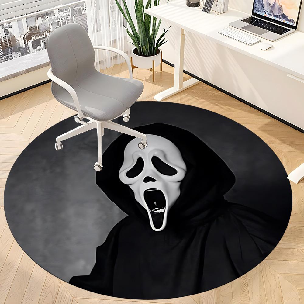 1pc Scream Mask Chair Carpet for Office Non Slip, Machine Washable Rug for Office, Room Holiday Decor for Christmas, Birthday Polyester