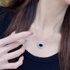 Sapphire Pigeon Egg Pendant Necklace for Women - Elegant Clavicle Chain In Light Luxury Style