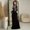 C7045 European & American Fashion Rhinestone Slit Long Dress for Women.