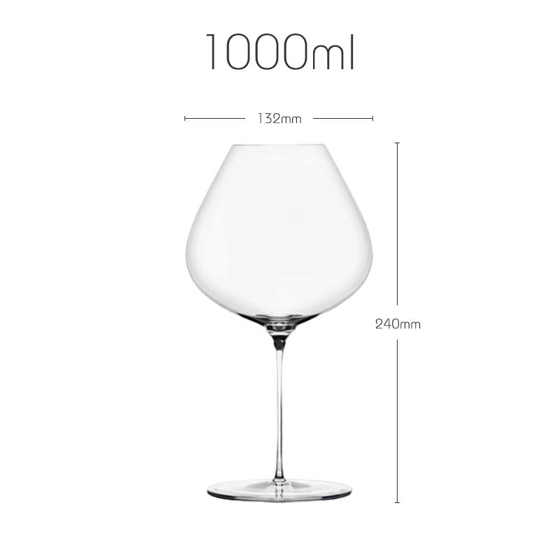 1L Large Capacity Sydonios Style Upscale Burgundy Cup Crystal Handmade Extremely Thin Wine Glass Aroma Enlarge Goblet