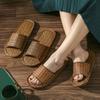 Hausschuhe aus Rattan für Damen, rutschfest, für drinnen, für Paare, Haushalt, ein Mann und eine Frau, Frühlings- und Sommersandalen aus Bambus