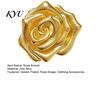 Elegant Floral Badge Vintage Golden Plated Rose Brooch, Metal Flower Lapel Pin for Brooch Women, Relief Suits Dresses Shirts Scarves Romantic Jewelry