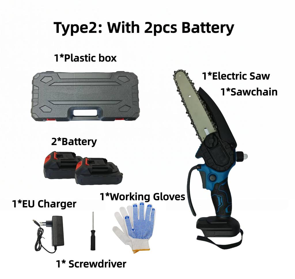 6inch Mini Chainsaw Cordless Set for Wood Cutting Tree Trimming Courtyard Household and Garden Portable Electric Chain Saw