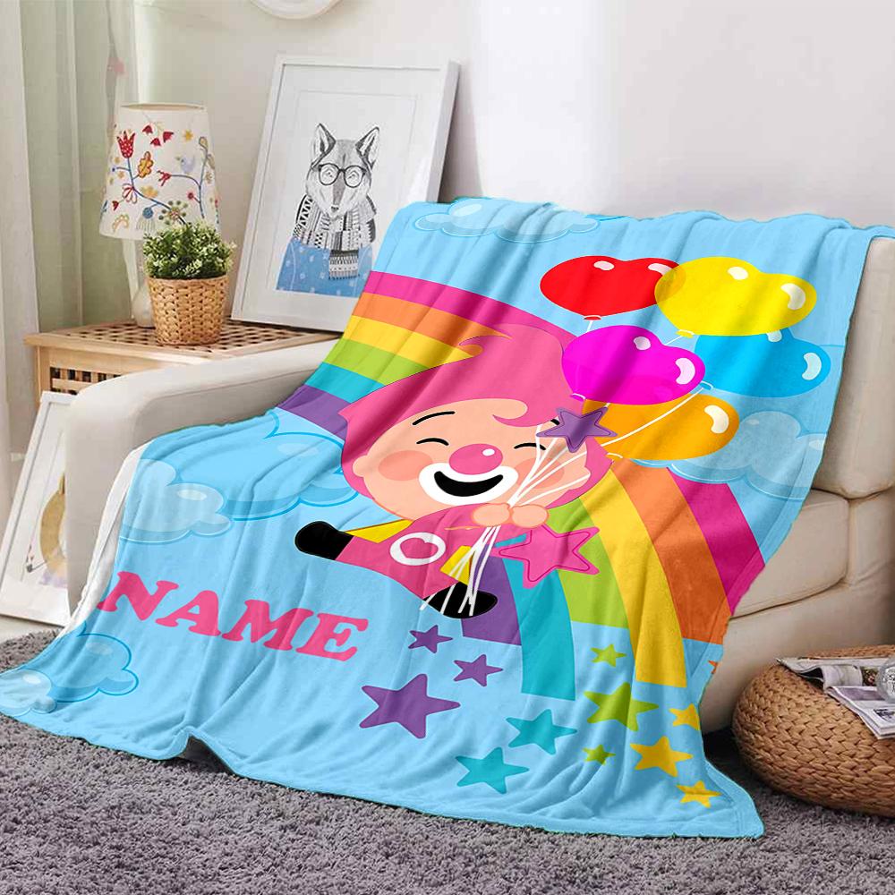 Coperta Stampata a Tema Plim Plim con Nome Personalizzabile - Perfetta per Divano, Letto, Viaggi e Uso Esterno | Lavabile in Lavatrice, Accogliente e Durevole.