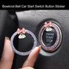 Rhinestone Bow Bell Car Start Switch Button Auto Decorative Diamond Stickers Ring Circle Trims Protective Cover Car Accessories