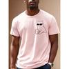 Minimally Drinking Cat Print Pattern Men Summer Cotton T-shirt Fashionable Comfortable Soft Breathable Casual Loose Versatile T-shirt