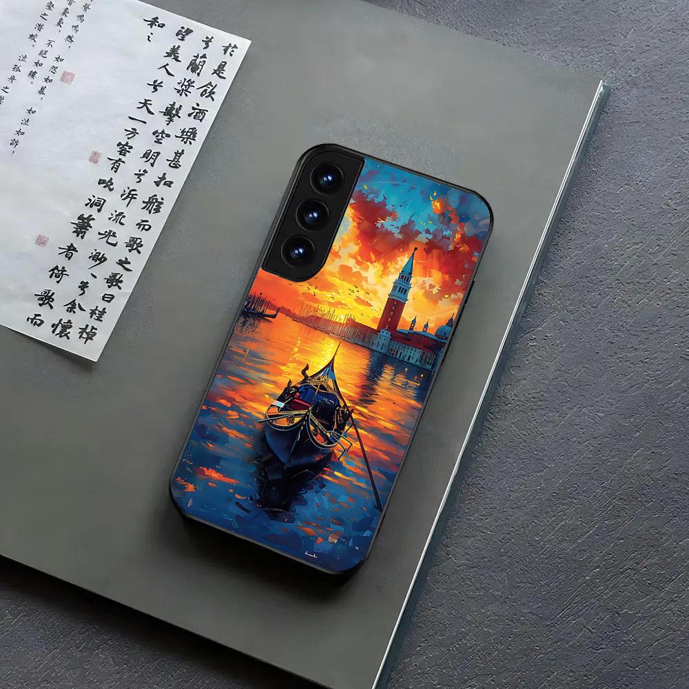 Water City Venice Phone Case For Samsung S24, S25 22,30,,Note20,Ultra,Lite,Ultra,5G,Plus,FE Black Cover