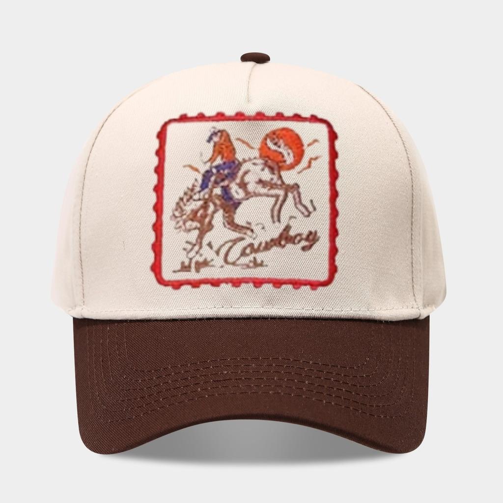 1 Men's COWBOY Riding Baseball Cap,Fashionable Five-Panel Hat,Adjustable Outdoor Casual Cap for Spring and Summer Beach Travel