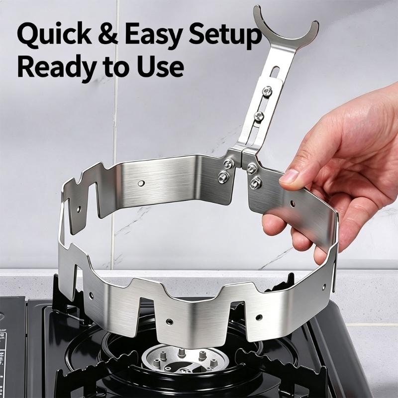 Gas Stove Cookware Support Rings, Rustproof Steel Gas Stove Windshield, Gather Fire Hood, Heat Saving for Home Cooking