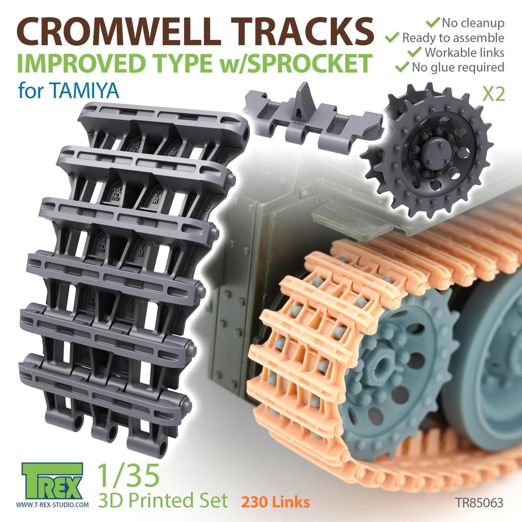 T-Rex Studio 1/35 Scale British Cromwell Cruiser Tank Improved Tracks with Sprockets (for Tamiya) Plastic Model Parts TR85063