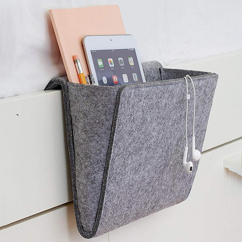 Bolsa Organizadora de Almacenamiento para Mesita de Noche de Fieltro Porta Teléfono, Libro, Revistas Bolsillos Bolsa de Almacenamiento Colgante Caja de Pañuelos para Bebé Bolsa de Bolsillo Lateral para Sofá