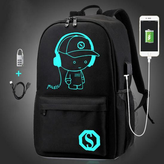 Korean Style Luminous USB Music Backpack for Students: Unisex Laptop & School Bag
