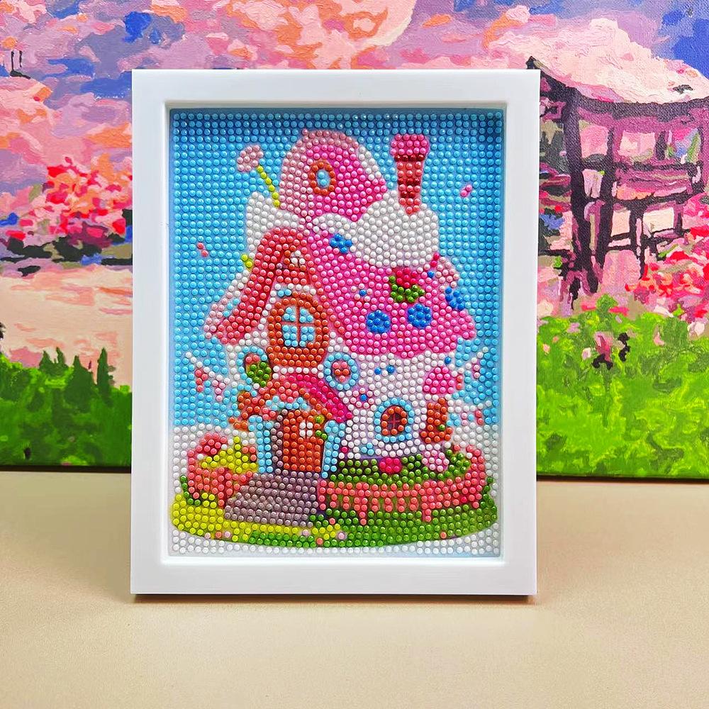 Cartoon Diamond Painting Children's Handmade Diy Diamond Stickers Bedroom Living Room Decorative Painting Masonry Painting with Photo Frame.