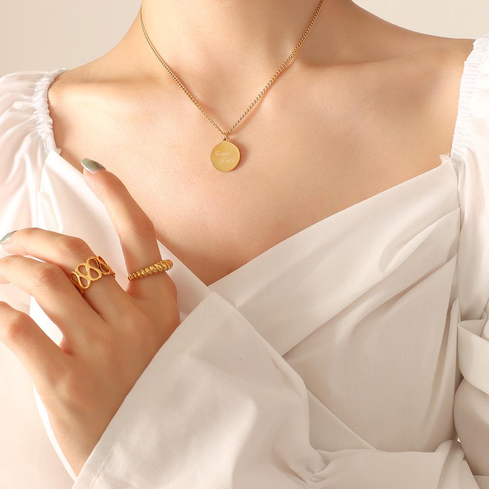 European Letter Pendant Necklace, Double Layer Detachable Chain, 18K Gold Plated Jewelry P625