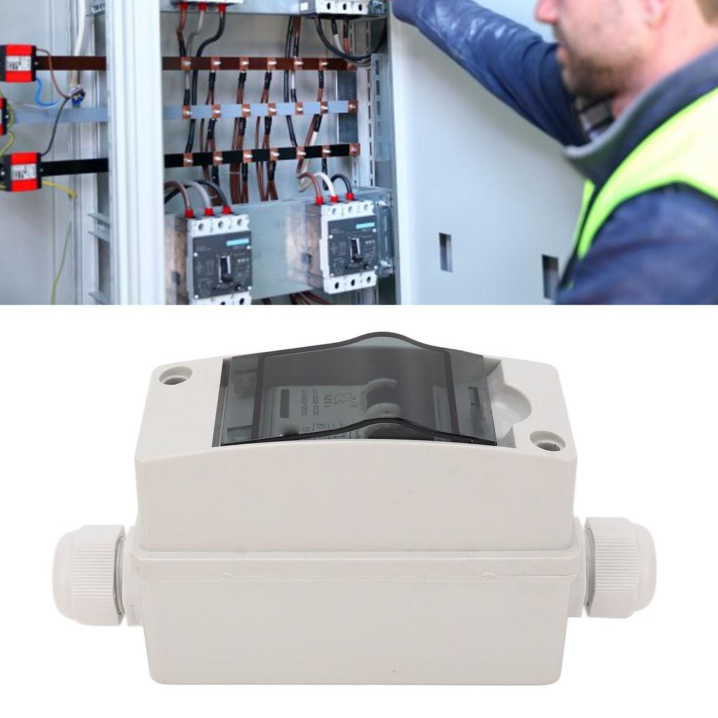 DC AC Circuit Breaker 32A Solar PV Disconnect Switch with DIN Rail Waterproof Box DC12‑400V AC90‑400