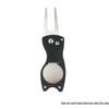 Spring-Loaded Foldable Golf Green Repair Fork with Detachable Marker - Zinc Alloy Construction