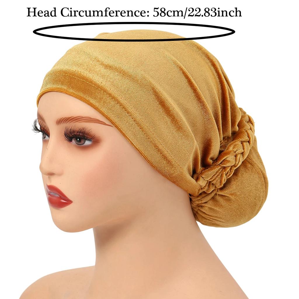 Soft Elastic Velvet Instant Turban Inner Hijabs Caps Hat Muslim Fashion Women's Headscarf Solid Color Women Hijab Bonnet
