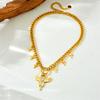 Unisex Chunky Chain Necklace Star Studded Wing Sun Pendant Sweater Chain Jewelry