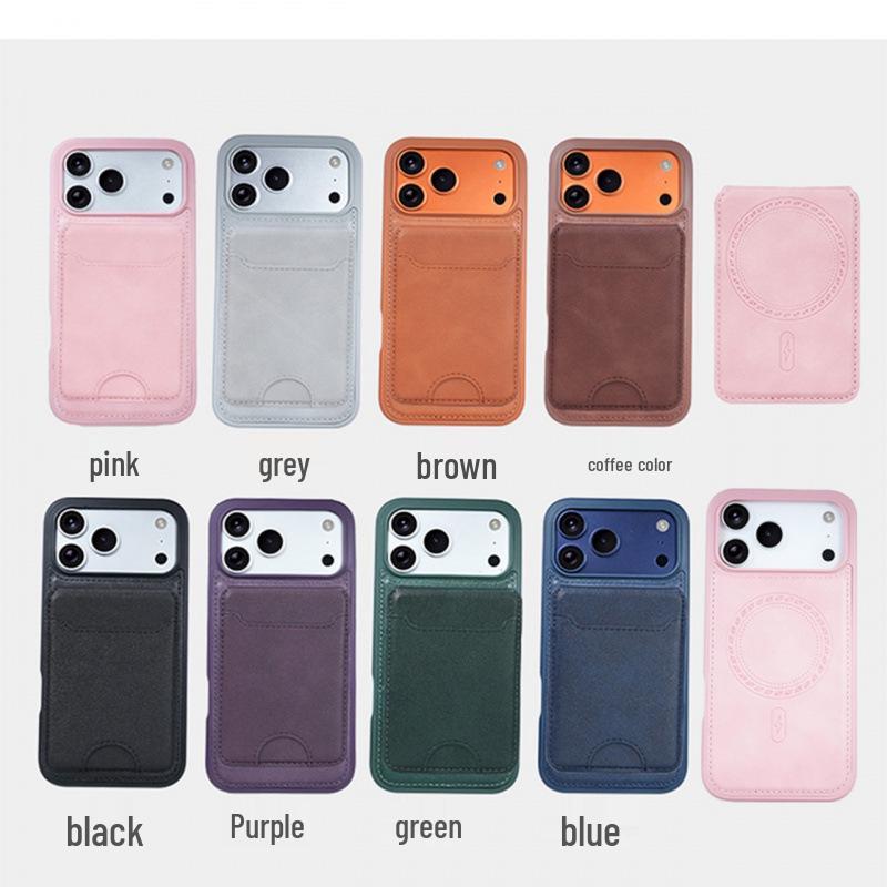 Magnetic Leather Flip Card Holder Stand for Apple 16 Phone