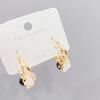 Korean Retro S925 Silver Shell Flower Stud Earrings, Handmade Gold-Plated Petals, Slimming Color-Block Design Ear Jewelry for Women.