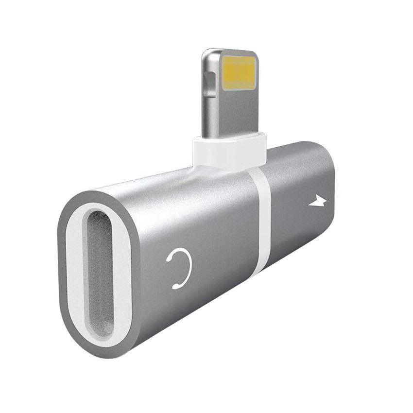 

For Iphone X 8 7 2 In 1 Adapter Aux Splitter Audio Headphone Charge Cable Cord срібний
