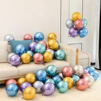 50pcs Ballons Latex Métalliques 10 pouces Or Argent Chrome Ballon Décorations de Mariage Fournitures de Fête d'Anniversaire