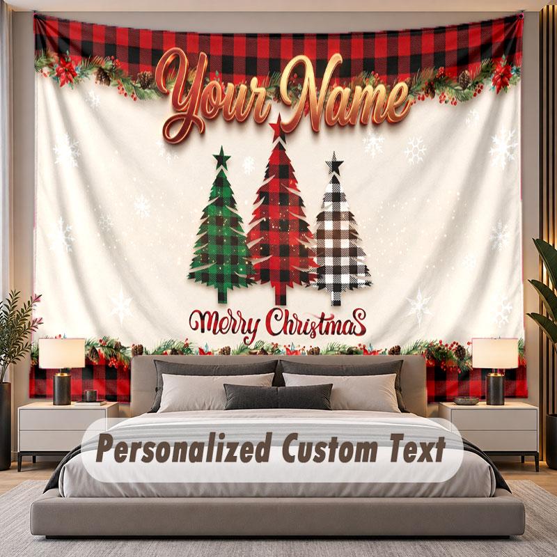 Natal (329) Tema Tapeçaria Personalizada Nome Personalizado Texto Pendurado na Parede Tapeçaria Decoração de Fundo para Casa