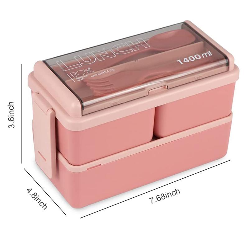 

Комплект Bento Box, 47,35 унций Bento Box для взрослых, ланч-бокс Bento, 3 отделения, контейнеры для приготовления еды для взрослых, розовый CHINA