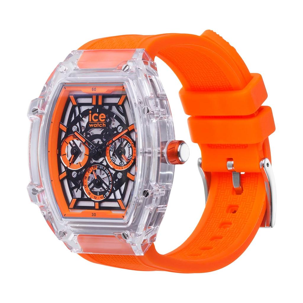 Authorized Distributor Ice Watch Watch Unisex 024285 ICE Boliday Clear Orange Skeleton Plastic Date Day of the Week 24 Hour Meter Medium Tonneau Shape