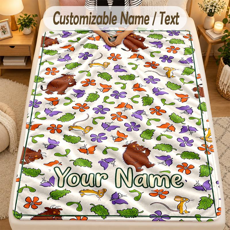 Flannel BlanketThe Gruffalo Custom Name Text Personalized Soft Warm Throw Blanket Home Decor Gift