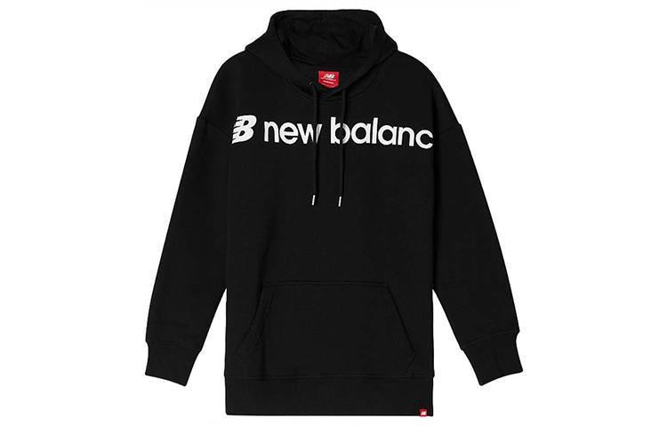 New Balance Casual Sports Fleece Lined Hooded Pullover Sweatshirt Women s Black AWT93595-BK L