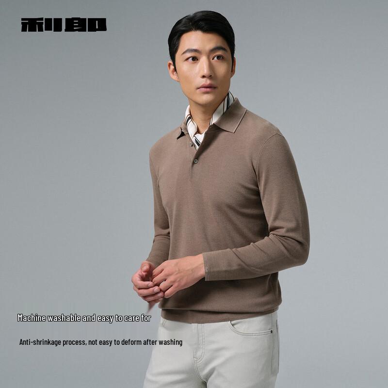 Lilanz Men's 2025 Winter Polo Collar Cashmere Blend Machine Washable Wool Sweater