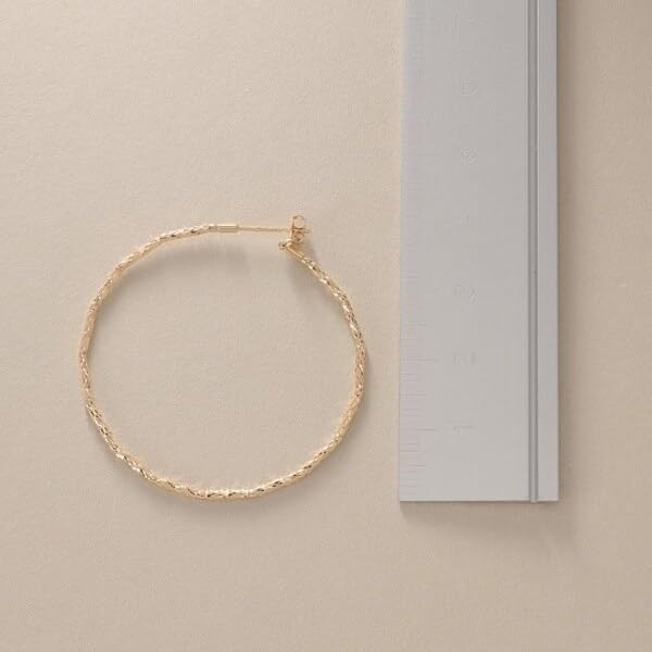 K18 Mirror Cut Bead Hoop Earrings Yellow Gold 00 [Kokoshnick] (small) (100)