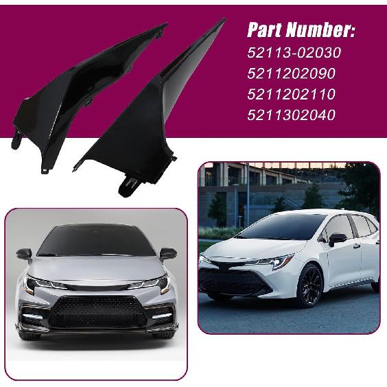 XQSMWF Pair Front Bumper Cover Lower Trim Molding Lip Spoiler Grille, Compatible with Toyota Corolla SE XSE 2020 2021 2022 Replace# 5211302030