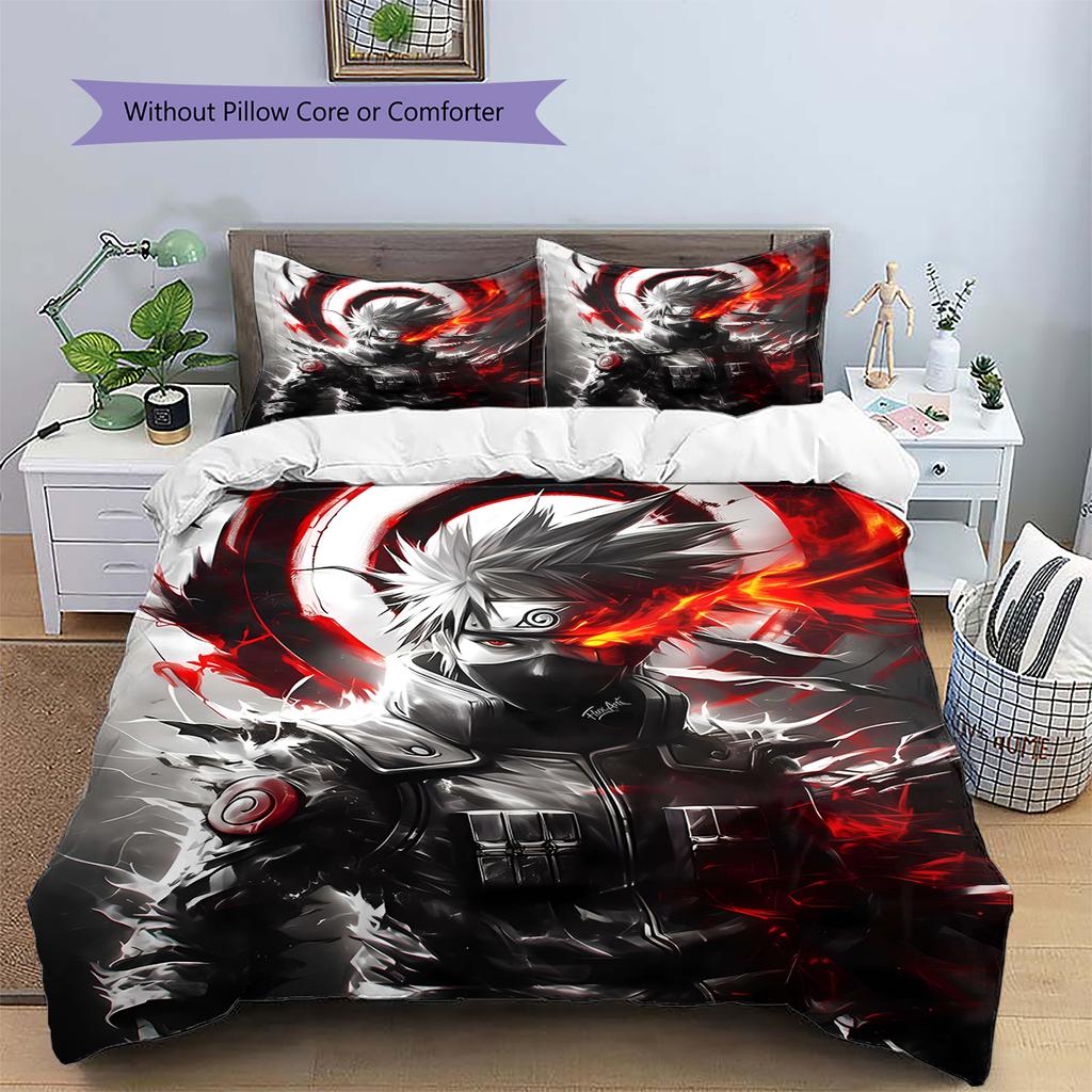 Juego de Ropa de Cama con Estampado de Dibujos Animados Colcha Funda de Colcha Funda de Almohada Decoración del Hogar Regalo de Cumpleaños (1 * funda nórdica + 2 * fundas de almohada, sin núcleo)