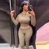 Printed Round Neck Top Pants Set Women's Sexy Hottie Long Sleeve Copper Coin Printed T-shirt Slim Casual Trousers New Fashion