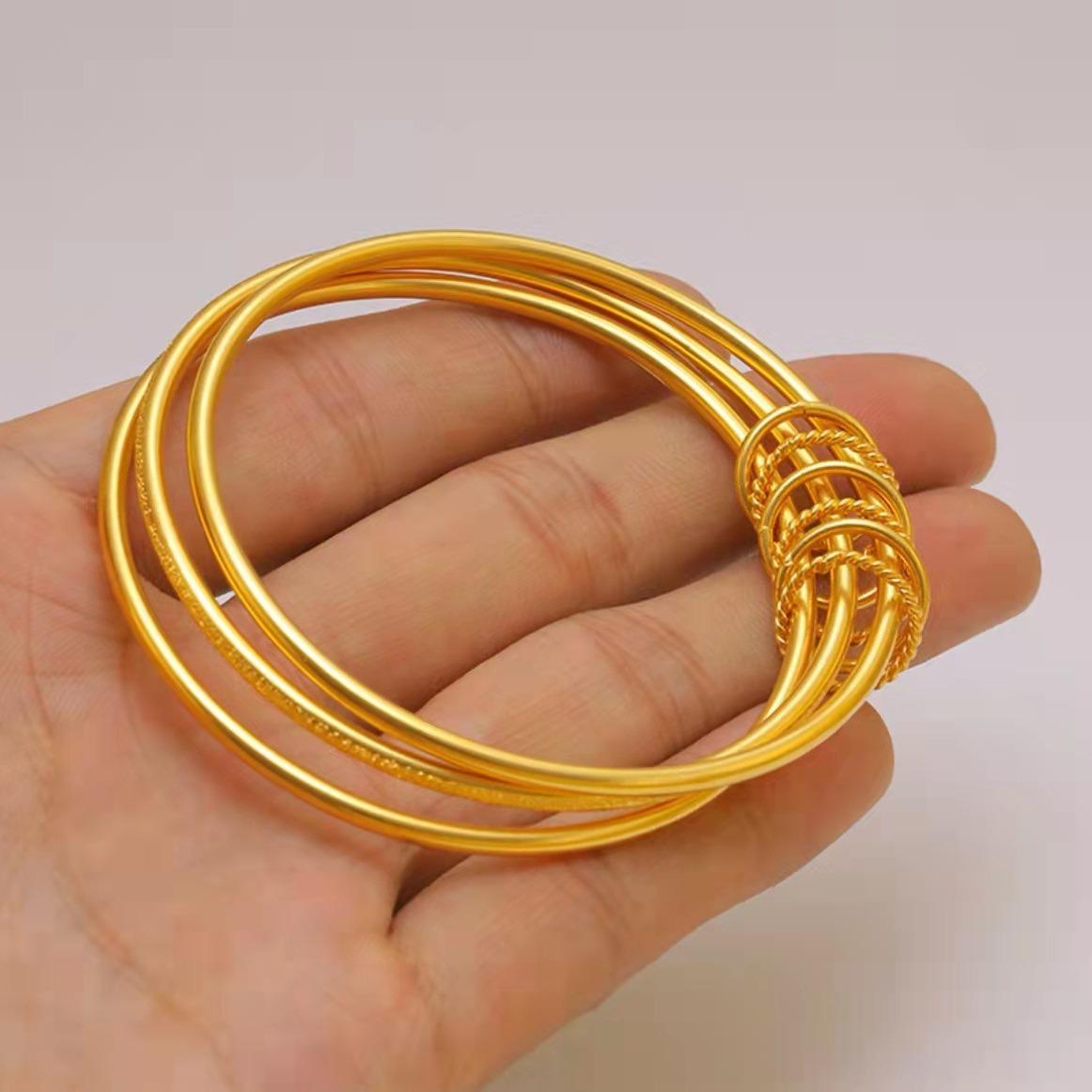 

Three Lives Three Worlds Copper Gold-Plated Bracelet - Valentine s Day Gift for Her Flower Design Size 62