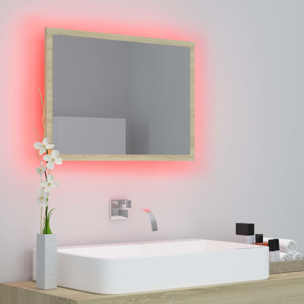 Badezimmerspiegel mit LED, wandmontierter Badezimmerpiegel, 60x8,5x37cm
