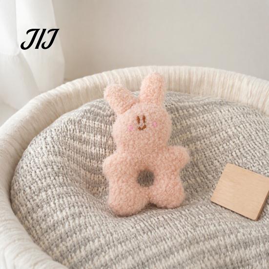 Crinkle Paper Dog Toys Stuffed Animal Chew Toy, Squeaky Plush Bear Bunny Interactive Soft Fleece Puppy Snuffle Toy with Center Hole for Small