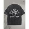 European Size SM Heavy  Double-Sided Fishing Design with an Inspirational Bible Verse, Retro Street Style, Suitable for Outdoor Casual Wear