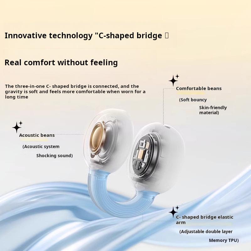 Wireless Bluetooth Earphones Ear-clip LED Power Display Earbuds Sport Headset For Phone HD Sound Game Headphones With Mic