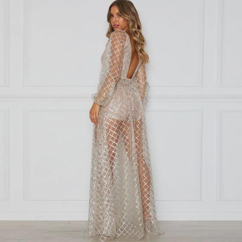 2025 Winter European & American Women's Sexy V-Neck Backless Gold-Stamped Dress