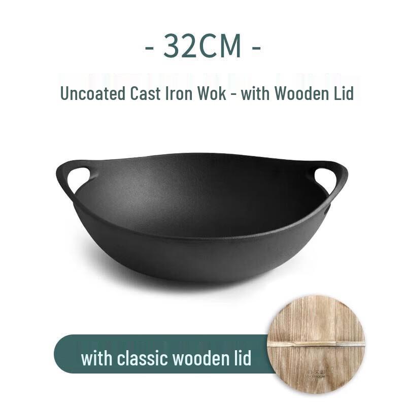 

Traditional Double-Handled Cast Iron Wok 32cm