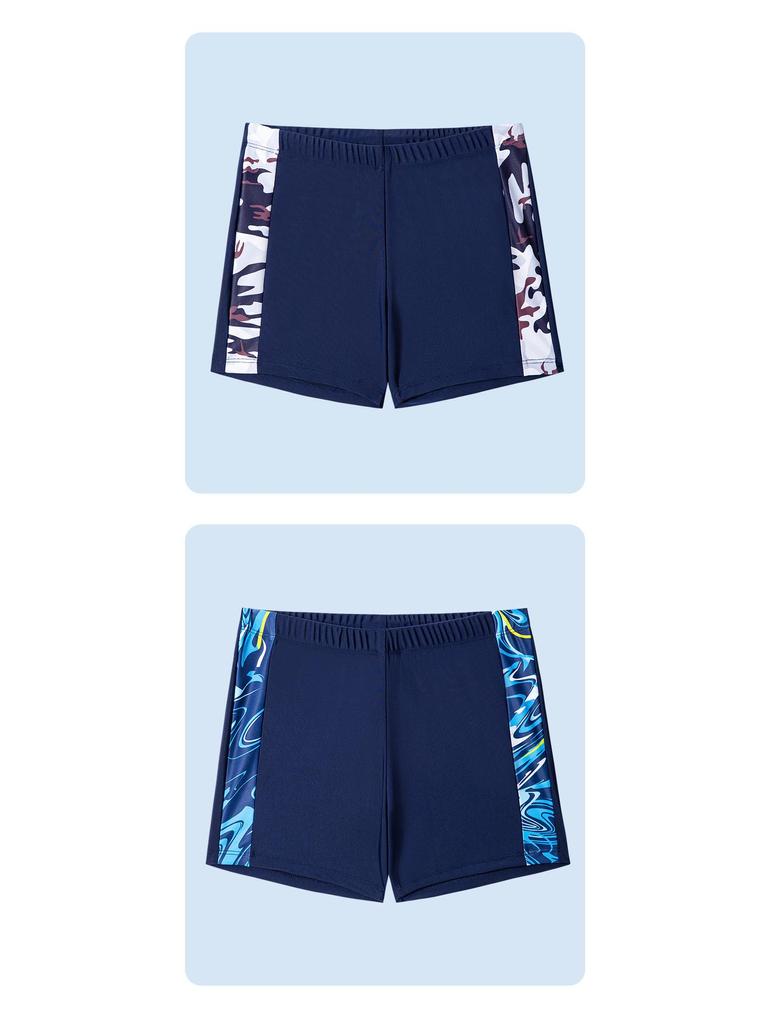 Kids' Cartoon Print Swim Set: Boys' Boxer Trunks & Cap