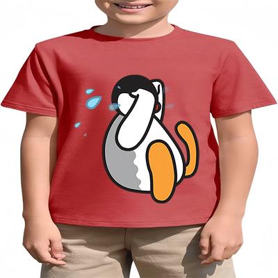 Yazlık Çocuk Pingu Moda Tişört Karikatür Baskılı Erkek ve Kız Çocuklar İçin Sıcak Satış