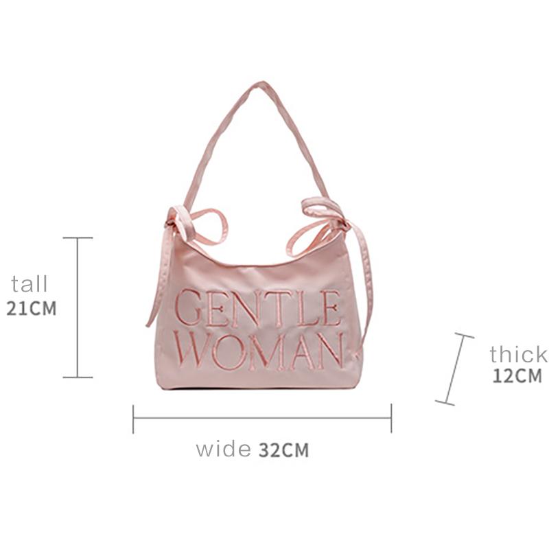 Underarm Bag 2025 New Fashion High-end Bow Nylon Cloth Bag Candy Color Thai Letter Single Shoulder Armpit Bag Handbag