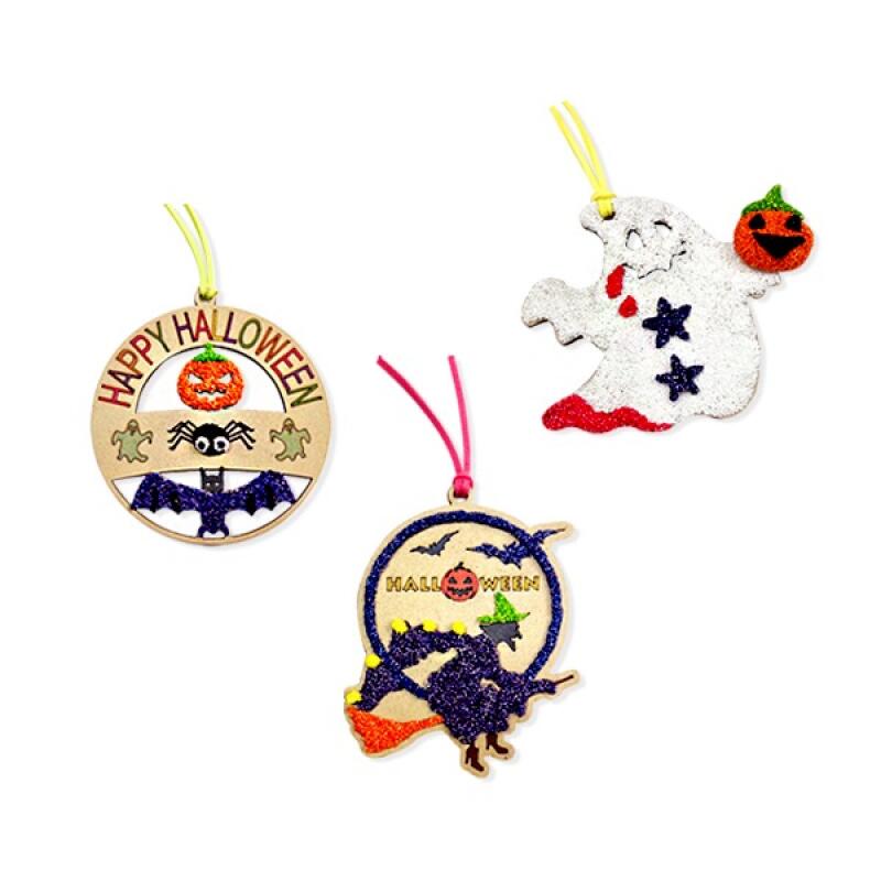 Как сделать деревянное Хэллоуинское ожерелье с глиной для лепки - Набор из 4 штук