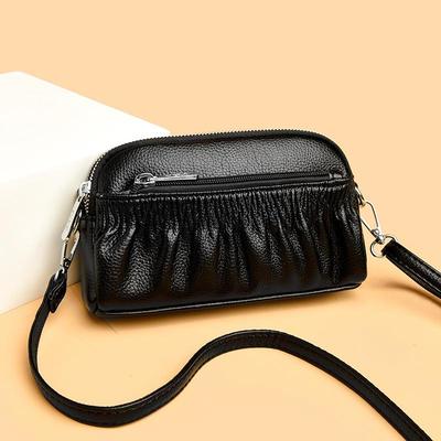 Fashionable Single-shoulder Crossbody Clutch Soft Leather Pleated Retro Cloud Mom Bag