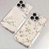 Coque de téléphone motif floral vert pour Samsung Galaxy S26 S25 Ultra S24 S23 FE S22 S21 Plus S20 A73 Coque transparente avec pare-chocs