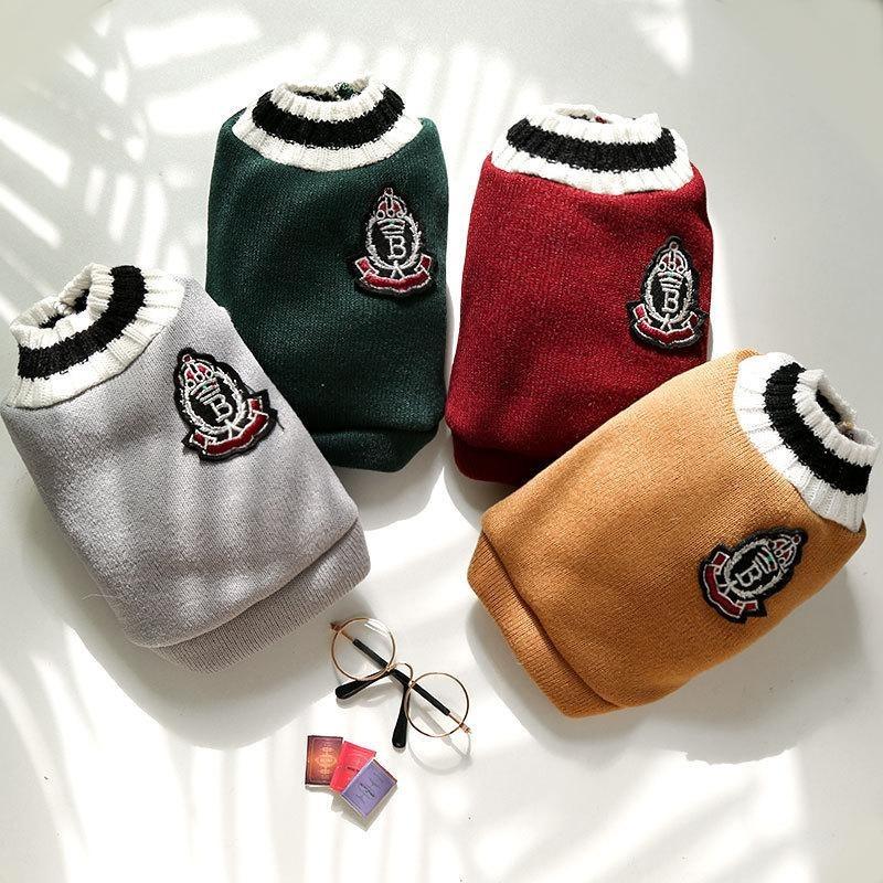 Maglione per cani lavorato a maglia a righe O-Collo Chihuahua Cucciolo Vestiti Gilet per cani Cappotto per cani di piccola taglia Yorkie Bulldog francese Abbigliamento